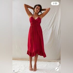 Anthropologie Crimson Spaghetti-Strap Midi Dress